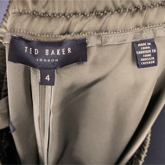 Ted Baker Women's Satin Pants Size 4 Green Silky Elastic Waist Casual Modern - Picture 3 of 9